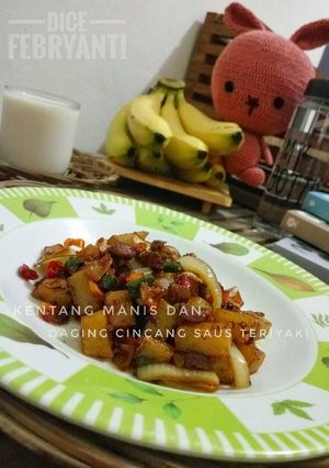 Foto resep Kentang Manis dan Daging Cincang Saus Teriyaki