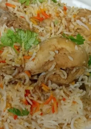 A picture of Chicken tikka biryani.
