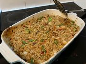 A picture of jasmine rice and vegetables