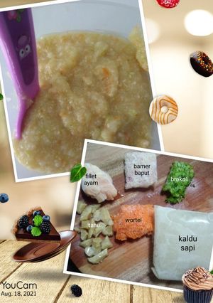 Foto resep MPASI 6 bulan : bubur ayam brokoli wortel