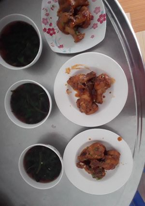 Hình của món Cánh Tỏi Gà Kho Tiêu, Canh Rau Dền.