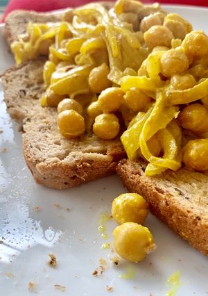 A picture of Chickpeas on toast (easy vegan lunch).