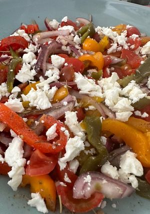 A picture of Pepper Salad with Feta Cheese.