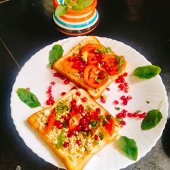 A picture of Cottage cheese toast (Tomato Basil cottage cheese Toast).