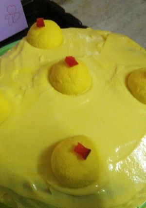 A picture of Pineapple Rasgulla Cake.