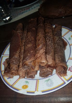 Una foto de Panqueques de chocolate con dulce de leche 🤤