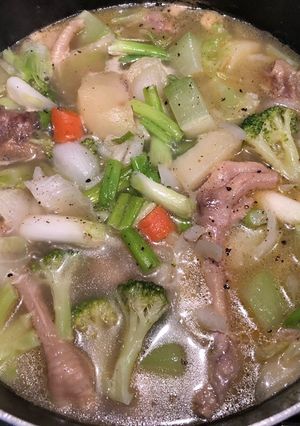 A picture of Chicken Feet and Vegetable Soup.