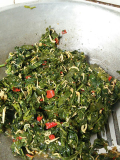 Foto resep Tumis daun singkong + teri medan