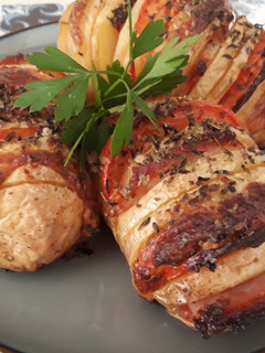 Una foto de Patatas hasselback