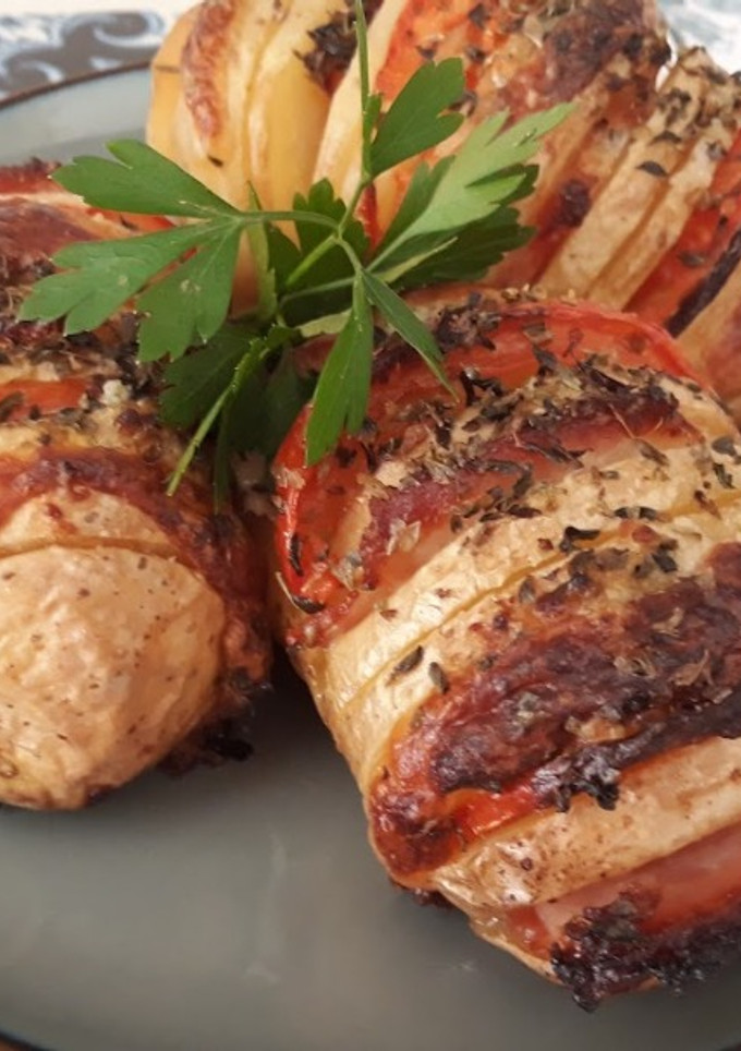 Una foto de Patatas hasselback
