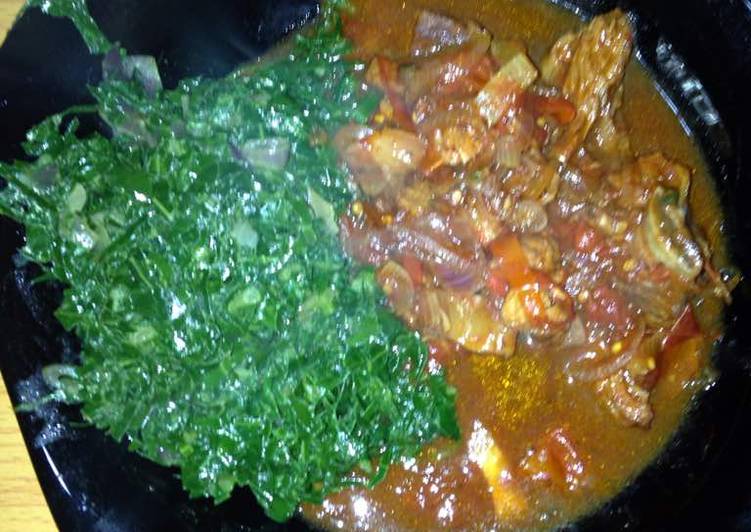 Beef stew with greens