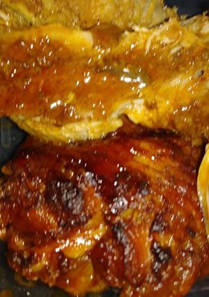 A picture of Sweet n sour turkey wings, ribs and turkey necks & chicken.