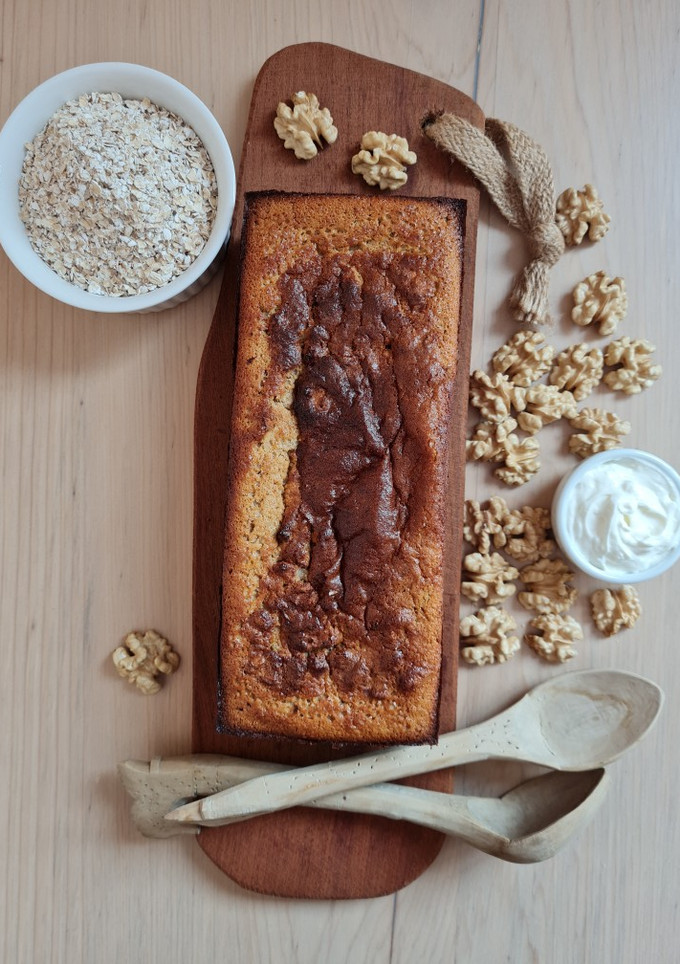 Una foto de Budín de avena y nueces