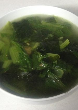 Hình của món Canh cải bẹ xanh rong biển (chay).