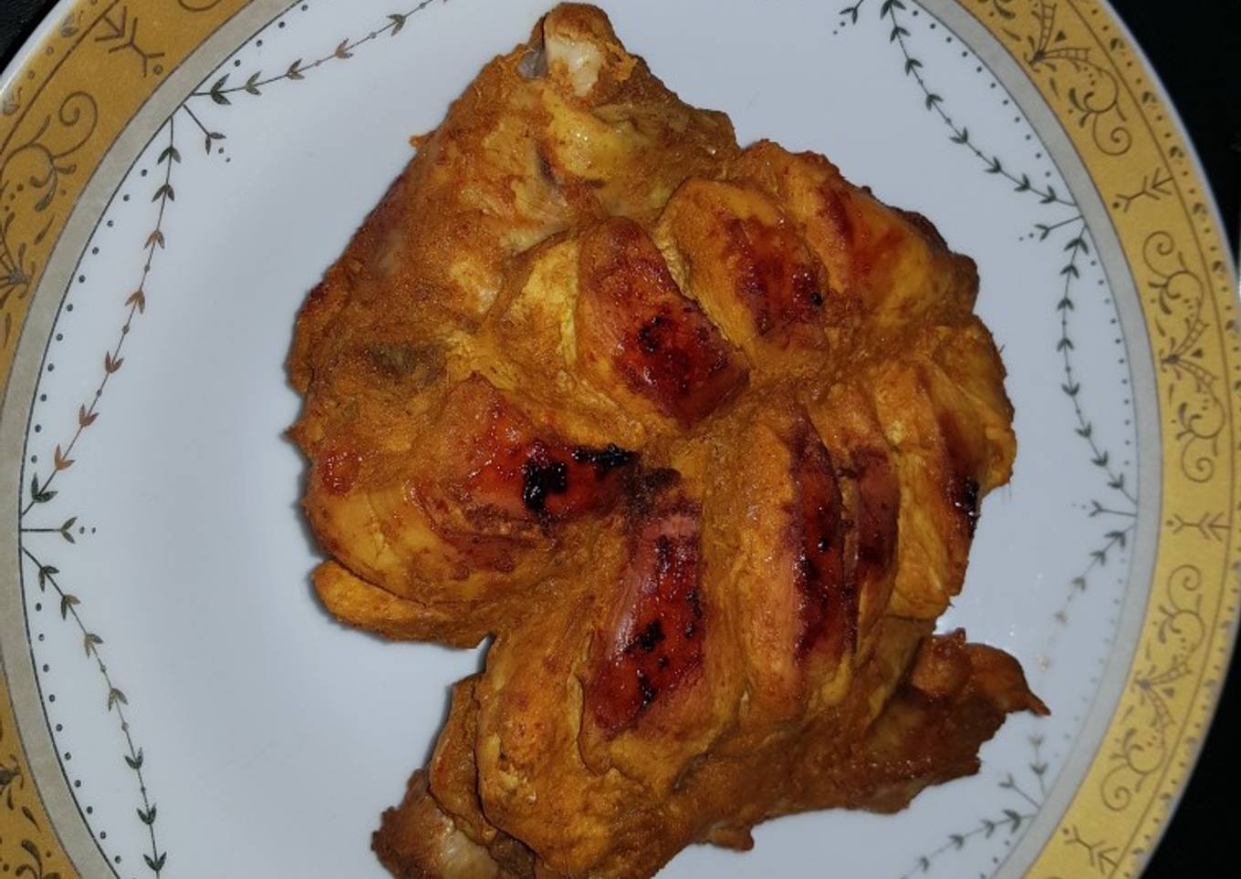 Dada ayam panggang manis tanpa minyak