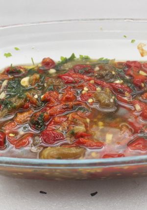 Foto principal de Ensalada de pimientos y berenjenas asadas