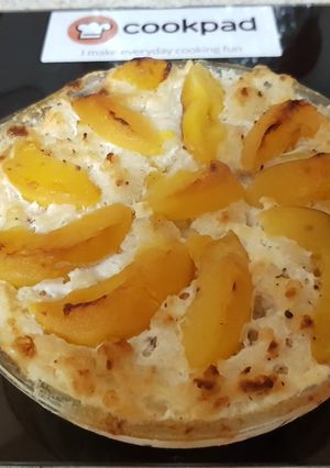 A picture of My So Simple Peach Bread pudding. 😁.