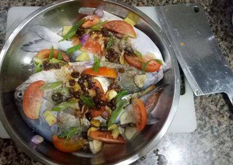 Cara Gampang memasak Ikan bawal kukus tauco yang nikmat