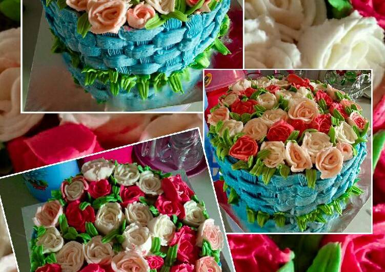 Kue ulang tahun keranjang bunga