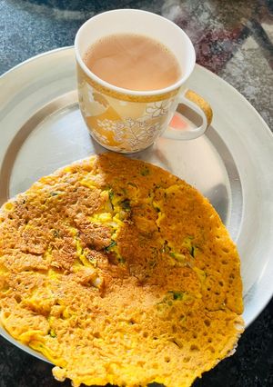 A picture of Besan Chilla With Tea 🫖☕️.