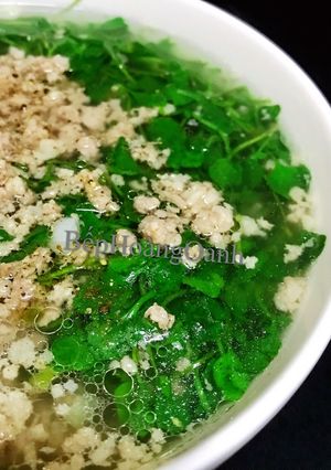 Hình của món Canh Cải Xoong Nhỏ Nấu Thịt Bằm.
