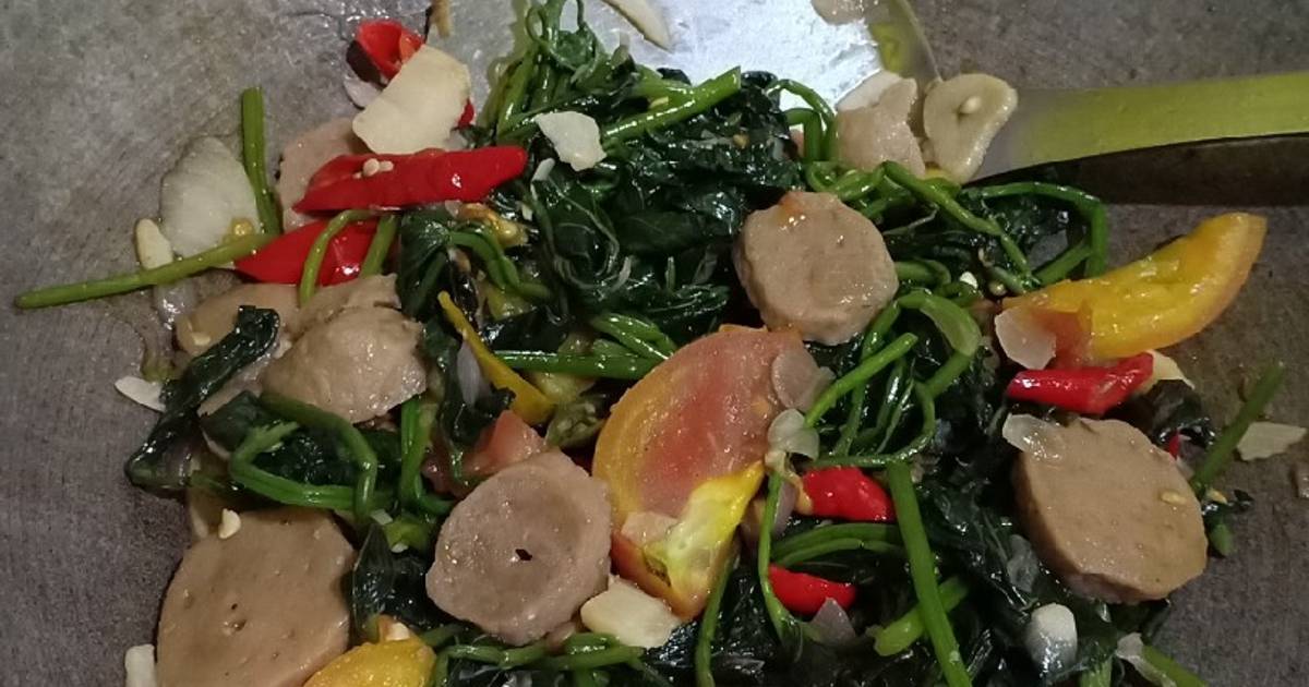 Resep Tumis Lengguk Daun Ketela Rambat Dengan Bakso Oleh Aulia