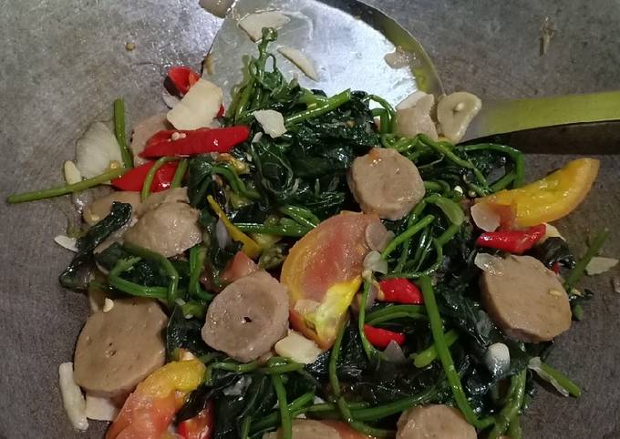 Resep Tumis Lengguk Daun Ketela Rambat Dengan Bakso Oleh Aulia