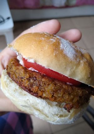 Una foto de Hamburguesas de lentejas y arroz