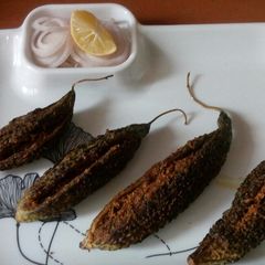 A picture of Bharwa karela (stuffed bitter guard).