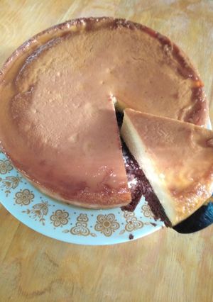 Una foto de Chocoflan de tres leches a baño maría