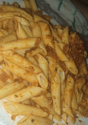 صورة لوصفة معكرونة بصوص صوجا