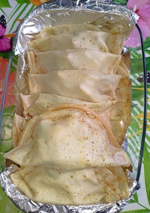 Une photo de Mes crêpes aux poulets, oignons et poivrons