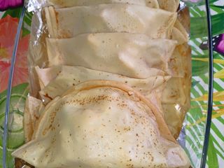 Mes crêpes aux poulets, oignons et poivrons