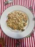 Macarrao de lentinha com molho branco vegano