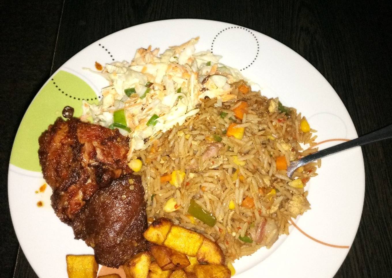 Chinese rice and marinated chicken