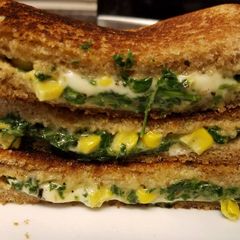 A picture of Spinach Corn Cheese Brown Bread Toast.