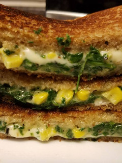 A picture of Spinach Corn Cheese Brown Bread Toast.