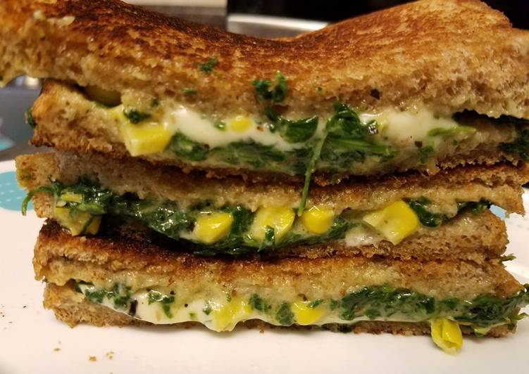Easiest Way to Prepare Any-night-of-the-week Spinach Corn Cheese Brown Bread Toast