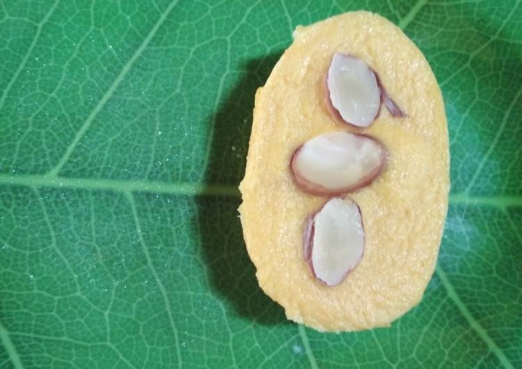 Langkah Membuat 4. Bolu kabocha with almond (camilan selingan baby 1 tahun) Anti Gagal