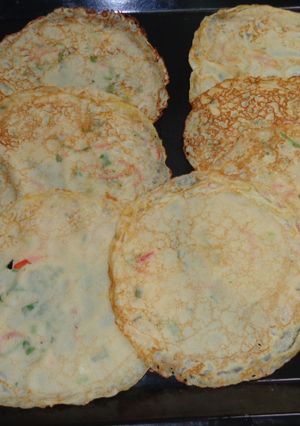 A picture of Scallion and Bell Pepper Crepe Batter.