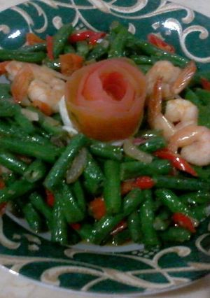 Foto resep Tumis kacang panjang campur udang