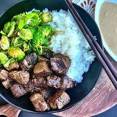 A picture of Miso-Ginger Miyazakigyu Wagyu Steak Bites.
