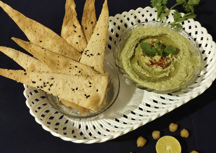Easiest Way to Make Homemade Lavash and mint flavoured hummus