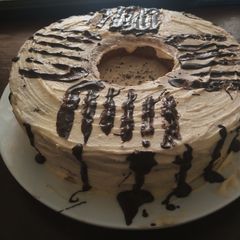 A picture of Atta jaggery depression cake with dates.