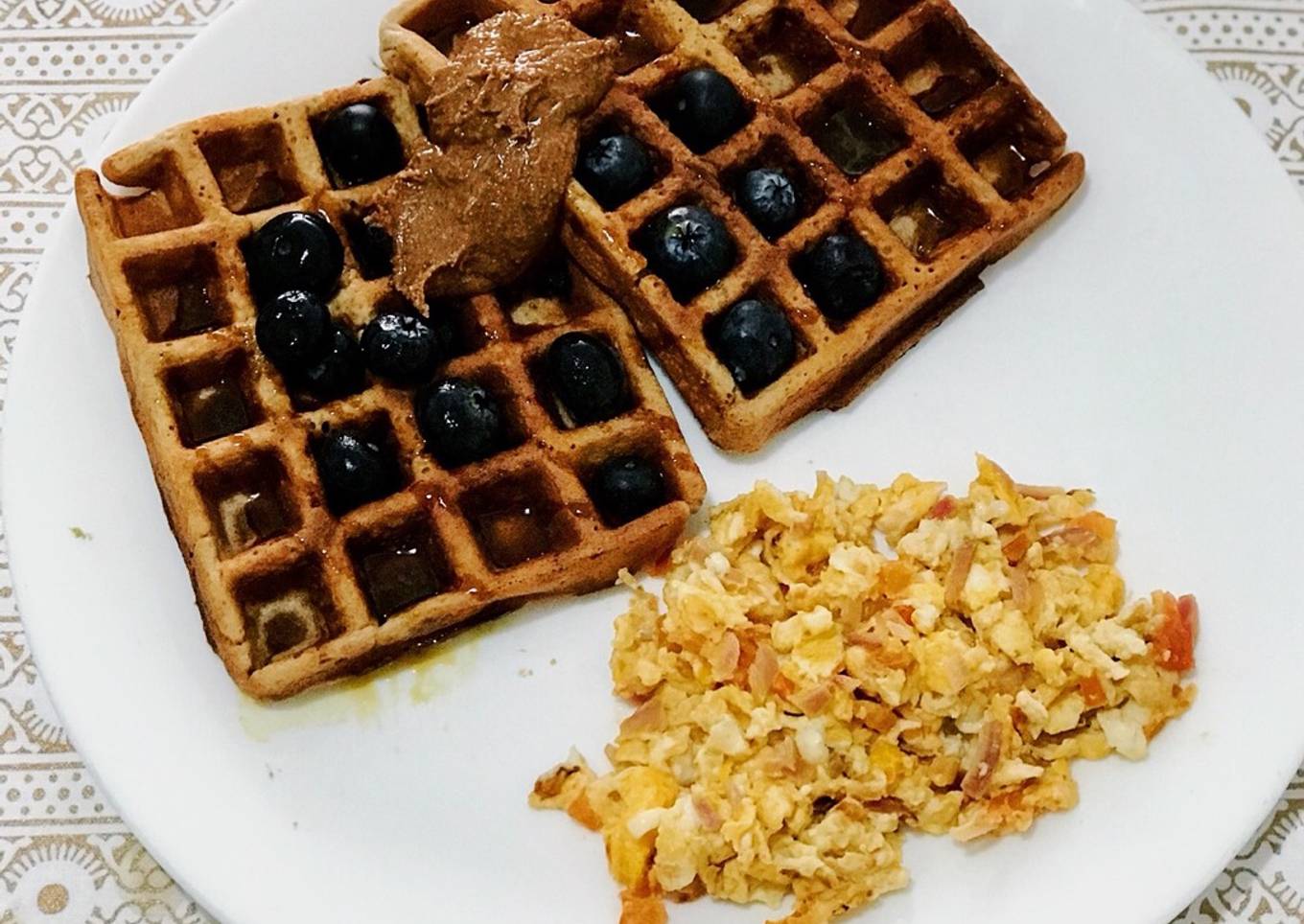 Waffles de chocolate y avena