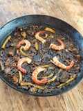 Black Rice with Cuttlefish, Artichokes, Shrimp, and Green Garlic