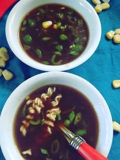 A picture of Hot and sour soup.