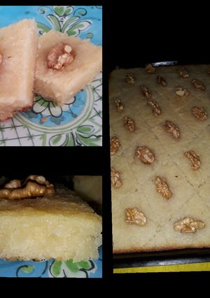 Una foto de Basbusa (postre árabe)