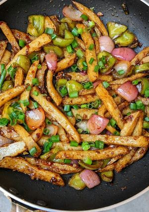 A picture of Honey potato chilli recipe.