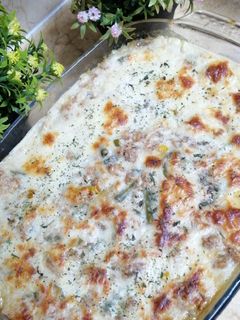 صورة لوصفة بطاطس مسلوقة مع الدجاج والخضار